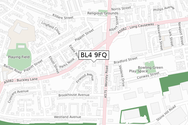 BL4 9FQ map - large scale - OS Open Zoomstack (Ordnance Survey)