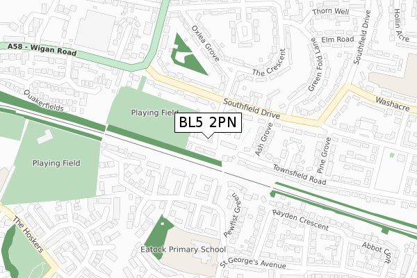 BL5 2PN map - large scale - OS Open Zoomstack (Ordnance Survey)