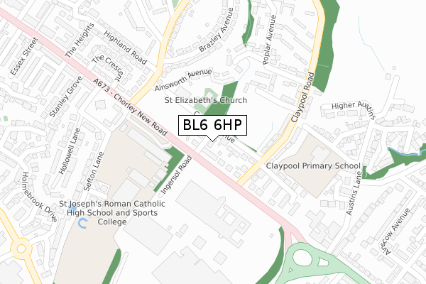 BL6 6HP map - large scale - OS Open Zoomstack (Ordnance Survey)