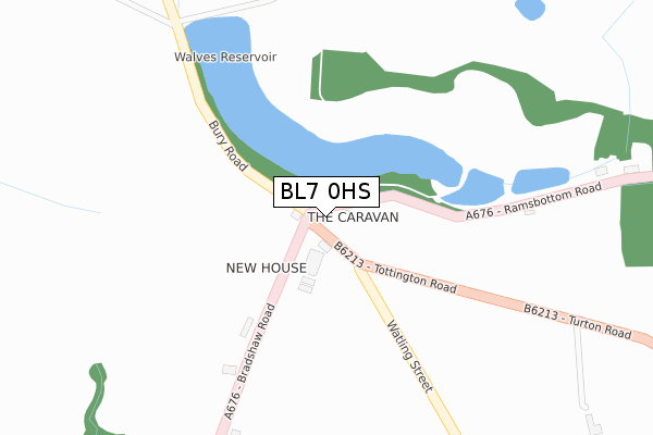 BL7 0HS map - large scale - OS Open Zoomstack (Ordnance Survey)