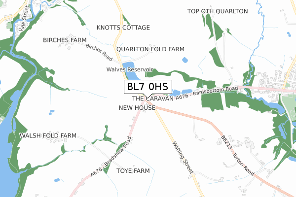 BL7 0HS map - small scale - OS Open Zoomstack (Ordnance Survey)