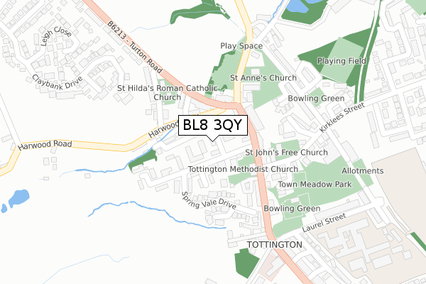 BL8 3QY map - large scale - OS Open Zoomstack (Ordnance Survey)