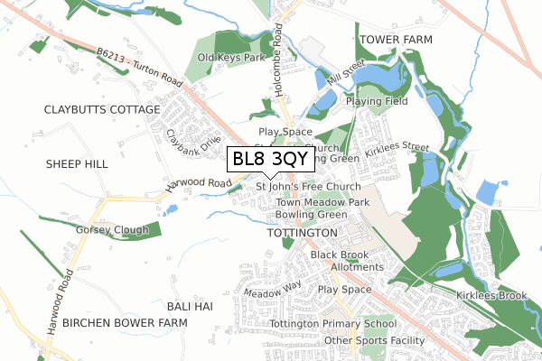 BL8 3QY map - small scale - OS Open Zoomstack (Ordnance Survey)