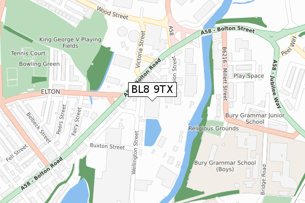 BL8 9TX map - large scale - OS Open Zoomstack (Ordnance Survey)