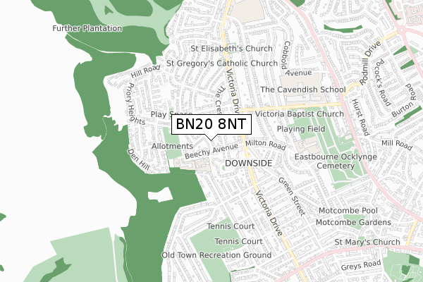 BN20 8NT map - small scale - OS Open Zoomstack (Ordnance Survey)