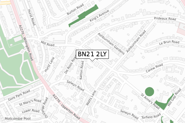 BN21 2LY map - large scale - OS Open Zoomstack (Ordnance Survey)