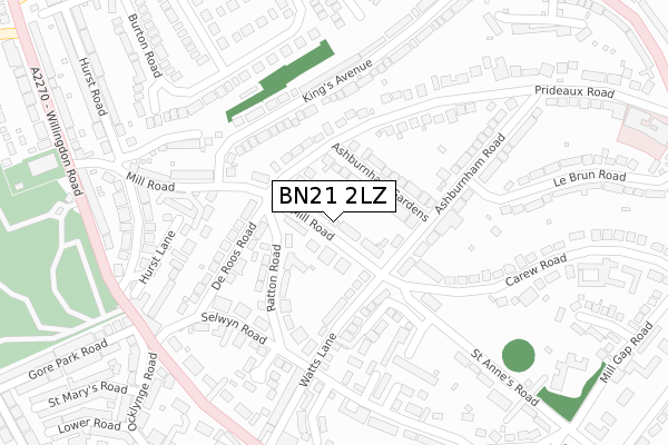 BN21 2LZ map - large scale - OS Open Zoomstack (Ordnance Survey)