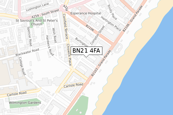 BN21 4FA map - large scale - OS Open Zoomstack (Ordnance Survey)