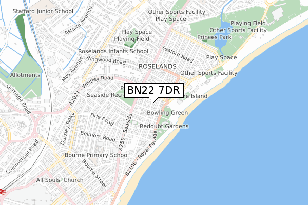 BN22 7DR map - small scale - OS Open Zoomstack (Ordnance Survey)