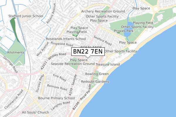 BN22 7EN map - small scale - OS Open Zoomstack (Ordnance Survey)