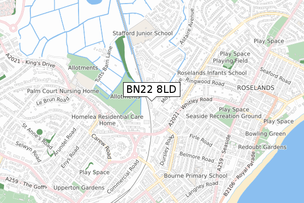 BN22 8LD map - small scale - OS Open Zoomstack (Ordnance Survey)