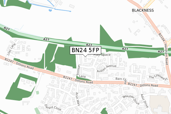 BN24 5FP map - large scale - OS Open Zoomstack (Ordnance Survey)