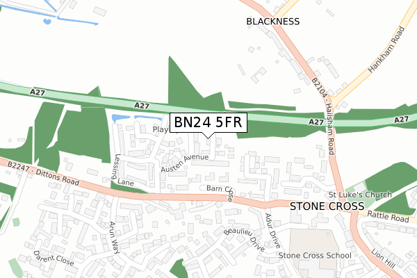 BN24 5FR map - large scale - OS Open Zoomstack (Ordnance Survey)