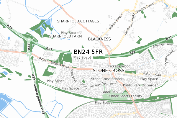 BN24 5FR map - small scale - OS Open Zoomstack (Ordnance Survey)