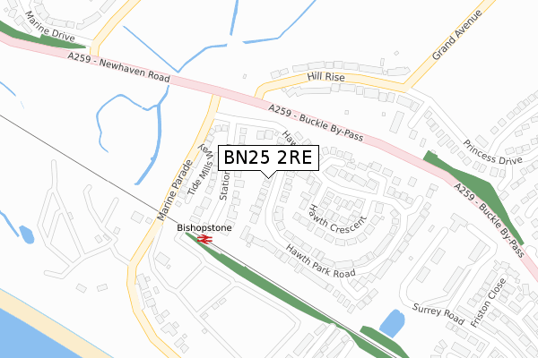 BN25 2RE map - large scale - OS Open Zoomstack (Ordnance Survey)