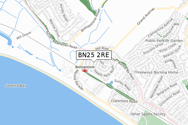 BN25 2RE map - small scale - OS Open Zoomstack (Ordnance Survey)