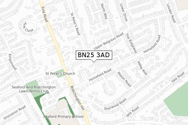 BN25 3AD map - large scale - OS Open Zoomstack (Ordnance Survey)