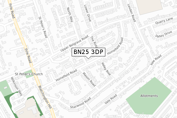 BN25 3DP map - large scale - OS Open Zoomstack (Ordnance Survey)