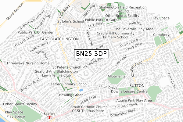 BN25 3DP map - small scale - OS Open Zoomstack (Ordnance Survey)