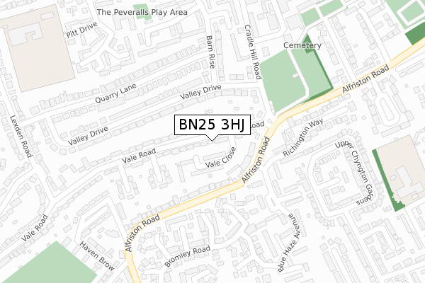 BN25 3HJ map - large scale - OS Open Zoomstack (Ordnance Survey)