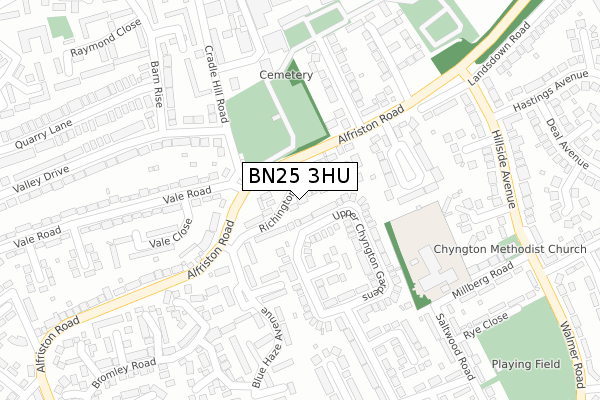 BN25 3HU map - large scale - OS Open Zoomstack (Ordnance Survey)