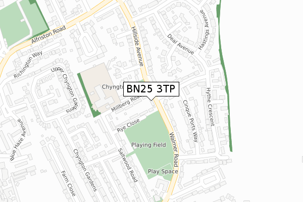 BN25 3TP map - large scale - OS Open Zoomstack (Ordnance Survey)