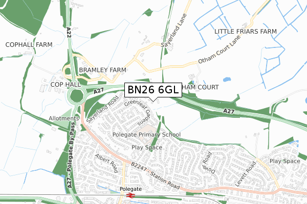 BN26 6GL map - small scale - OS Open Zoomstack (Ordnance Survey)