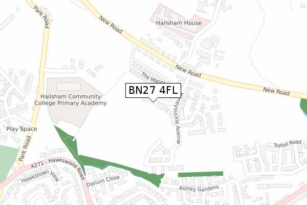 BN27 4FL map - large scale - OS Open Zoomstack (Ordnance Survey)