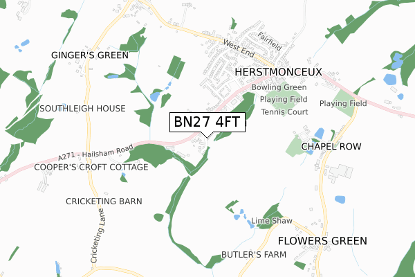 BN27 4FT map - small scale - OS Open Zoomstack (Ordnance Survey)