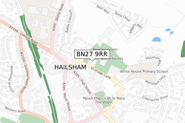 BN27 9RR map - large scale - OS Open Zoomstack (Ordnance Survey)