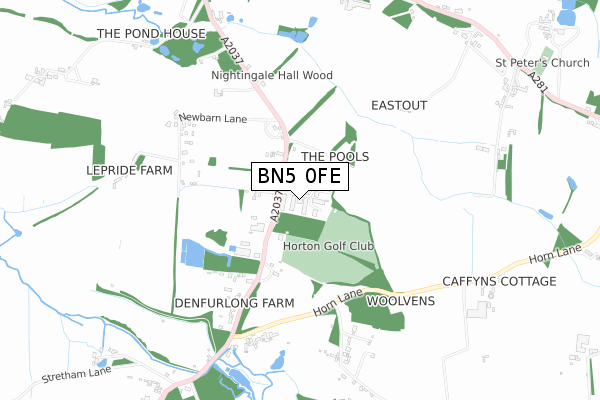 BN5 0FE map - small scale - OS Open Zoomstack (Ordnance Survey)