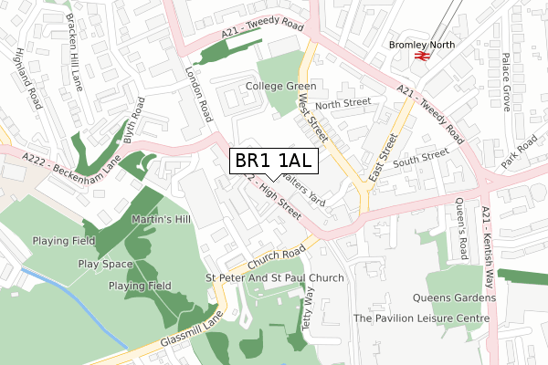 BR1 1AL map - large scale - OS Open Zoomstack (Ordnance Survey)