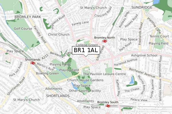 BR1 1AL map - small scale - OS Open Zoomstack (Ordnance Survey)