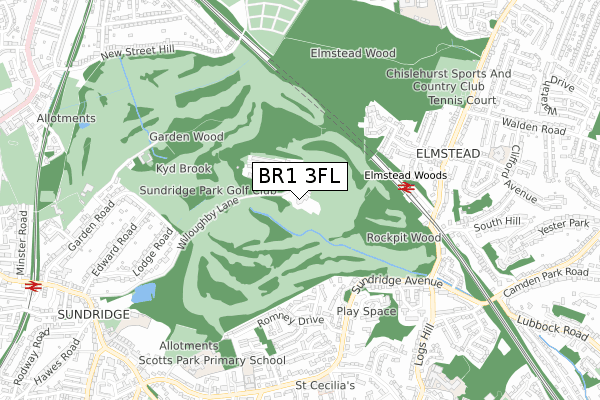 BR1 3FL map - small scale - OS Open Zoomstack (Ordnance Survey)