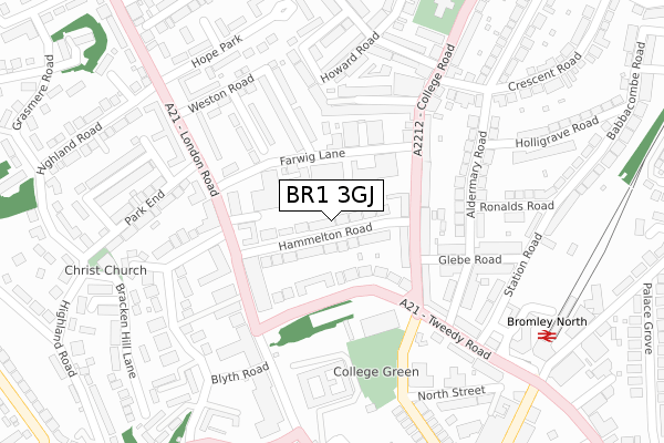 BR1 3GJ map - large scale - OS Open Zoomstack (Ordnance Survey)