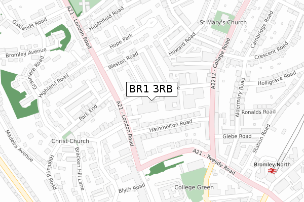 BR1 3RB map - large scale - OS Open Zoomstack (Ordnance Survey)