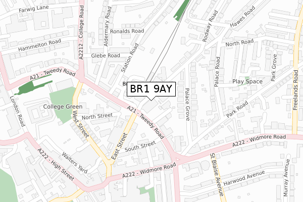 BR1 9AY map - large scale - OS Open Zoomstack (Ordnance Survey)