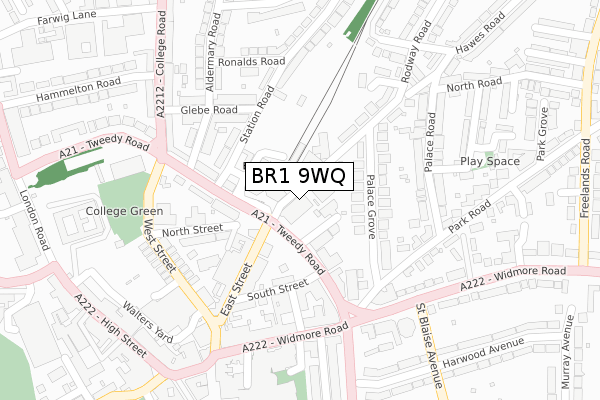 BR1 9WQ map - large scale - OS Open Zoomstack (Ordnance Survey)