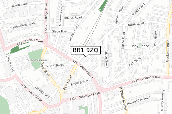 BR1 9ZQ map - large scale - OS Open Zoomstack (Ordnance Survey)