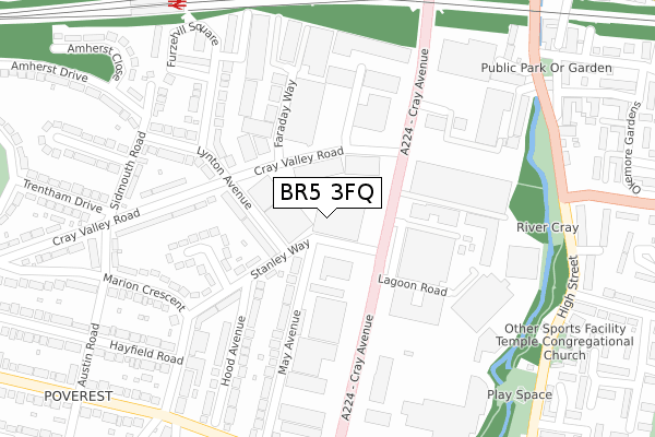 BR5 3FQ map - large scale - OS Open Zoomstack (Ordnance Survey)