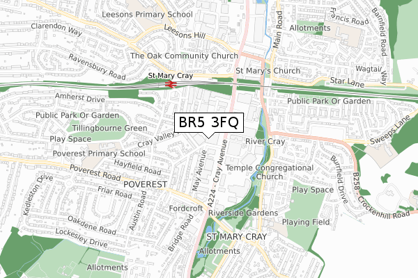 BR5 3FQ map - small scale - OS Open Zoomstack (Ordnance Survey)