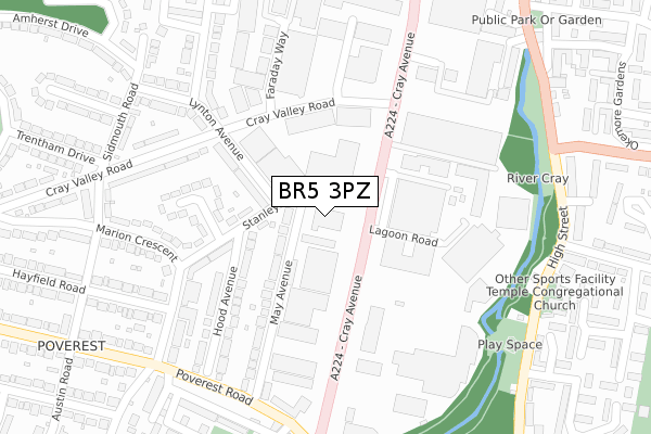 BR5 3PZ map - large scale - OS Open Zoomstack (Ordnance Survey)