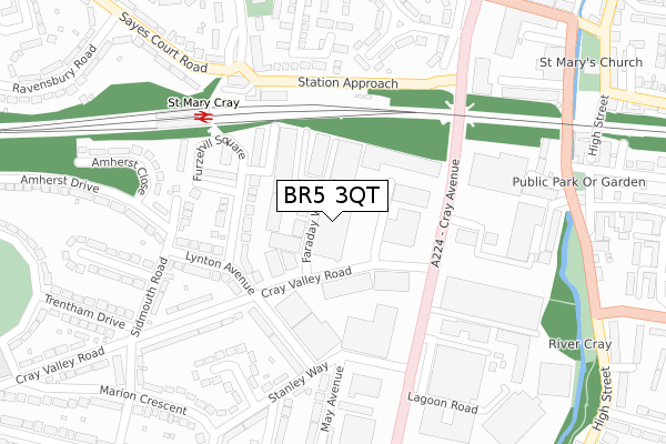 BR5 3QT map - large scale - OS Open Zoomstack (Ordnance Survey)