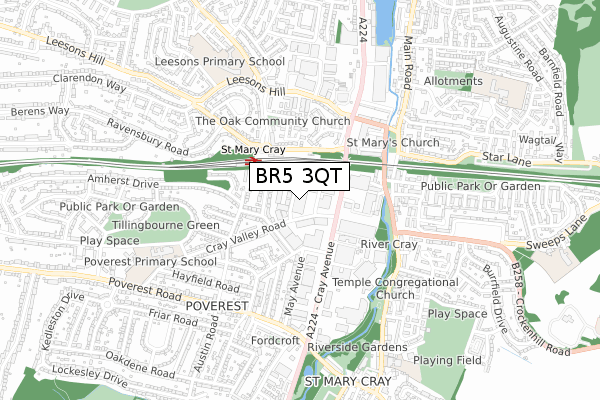 BR5 3QT map - small scale - OS Open Zoomstack (Ordnance Survey)