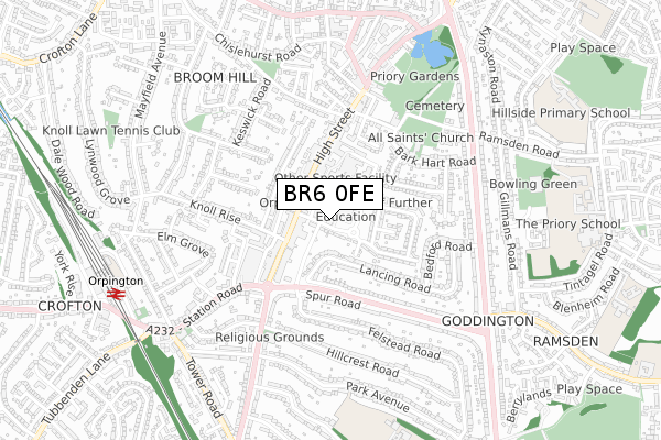 BR6 0FE map - small scale - OS Open Zoomstack (Ordnance Survey)