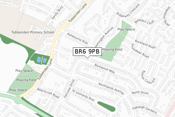 BR6 9PB map - large scale - OS Open Zoomstack (Ordnance Survey)