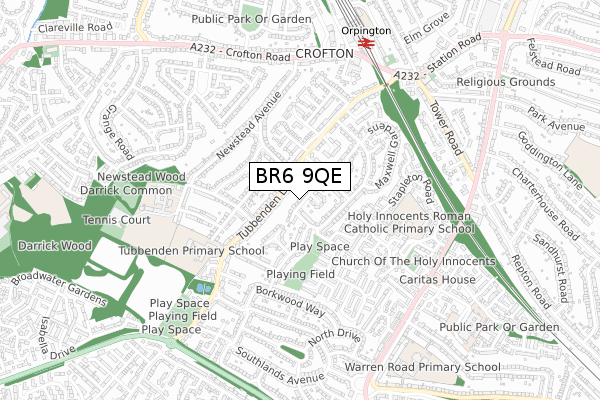 BR6 9QE map - small scale - OS Open Zoomstack (Ordnance Survey)