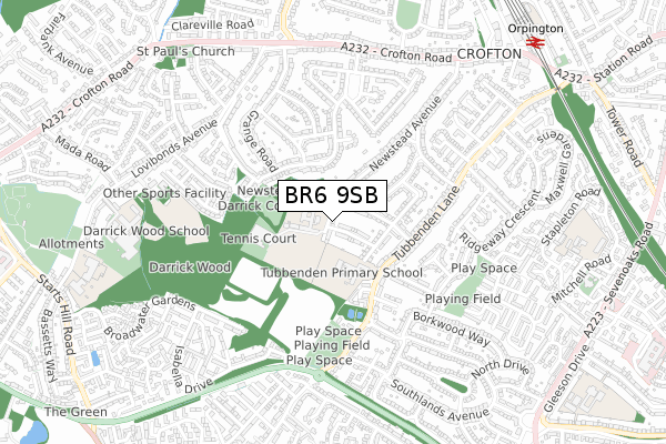 BR6 9SB map - small scale - OS Open Zoomstack (Ordnance Survey)