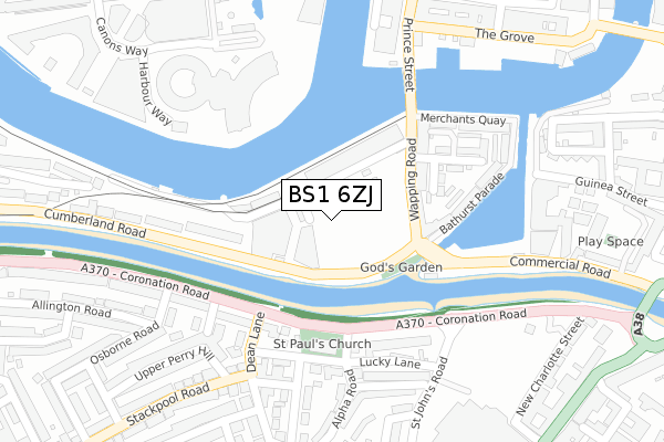 BS1 6ZJ map - large scale - OS Open Zoomstack (Ordnance Survey)