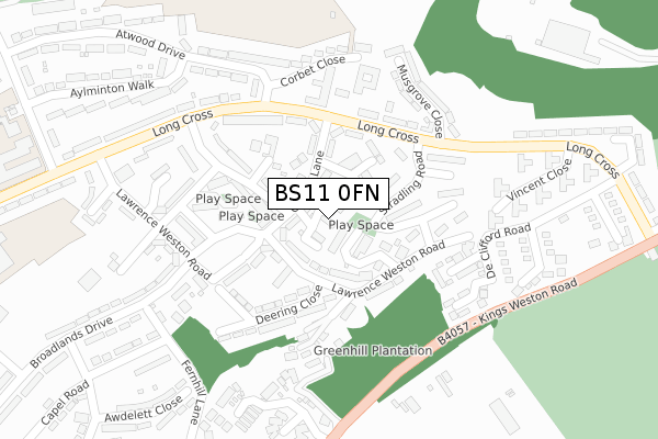 BS11 0FN map - large scale - OS Open Zoomstack (Ordnance Survey)